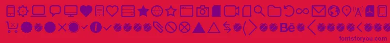 Шрифт Aquawax Pro Pictograms Regular – фиолетовые шрифты на красном фоне