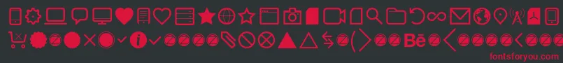 Aquawax Pro Pictograms Regular Font – Red Fonts on Black Background