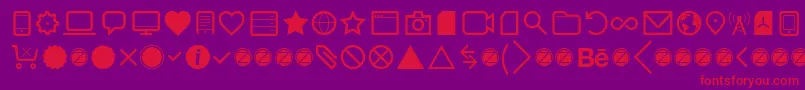 Aquawax Pro Pictograms Regular-fontti – punaiset fontit violetilla taustalla