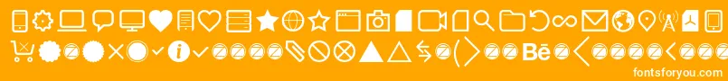 Fonte Aquawax Pro Pictograms Regular – fontes brancas em um fundo laranja