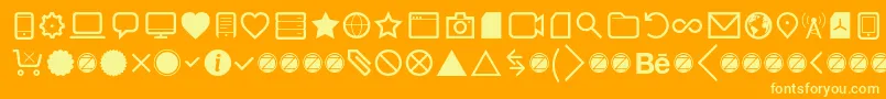 Aquawax Pro Pictograms Regular-Schriftart – Gelbe Schriften auf orangefarbenem Hintergrund