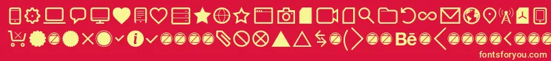 Fonte Aquawax Pro Pictograms Regular – fontes amarelas em um fundo vermelho