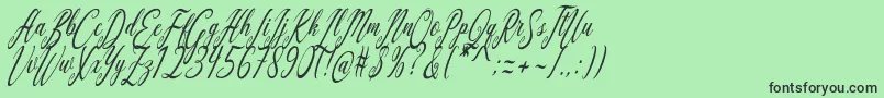 Aquilera Script Font – Black Fonts on Green Background