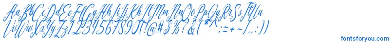 Aquilera Script-fontti – siniset fontit valkoisella taustalla