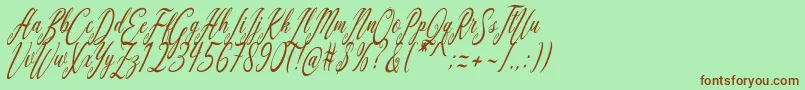 Aquilera Script Font – Brown Fonts on Green Background