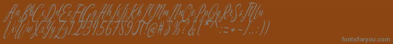 Aquilera Script-Schriftart – Graue Schriften auf braunem Hintergrund