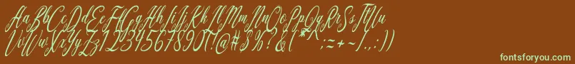 Aquilera Script-Schriftart – Grüne Schriften auf braunem Hintergrund