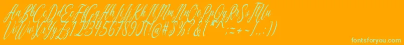 Aquilera Script Font – Green Fonts on Orange Background