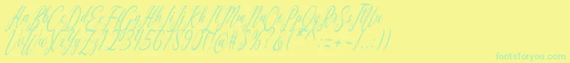 fuente Aquilera Script – Fuentes Verdes Sobre Fondo Amarillo