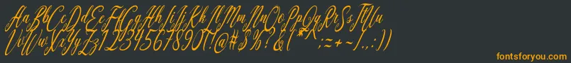 Aquilera Script-Schriftart – Orangefarbene Schriften auf schwarzem Hintergrund