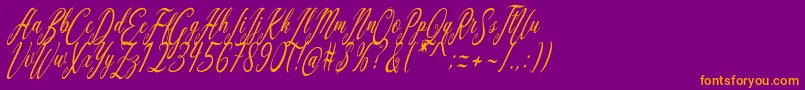 Aquilera Script Font – Orange Fonts on Purple Background