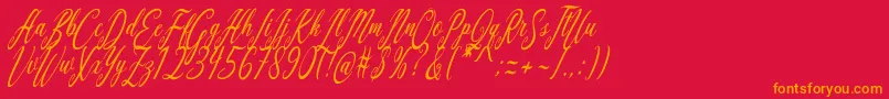 Aquilera Script-Schriftart – Orangefarbene Schriften auf rotem Hintergrund