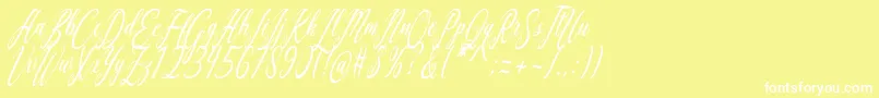 Aquilera Script-Schriftart – Weiße Schriften auf gelbem Hintergrund