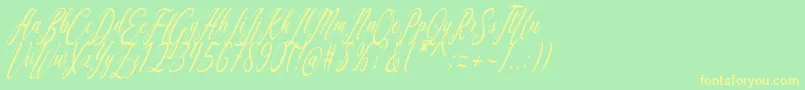 Police Aquilera Script – polices jaunes sur fond vert