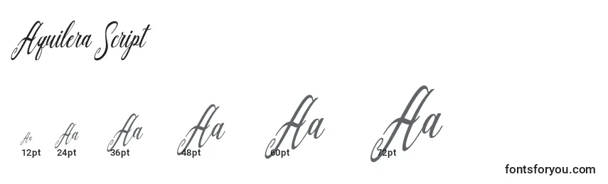 Aquilera Script Font Sizes