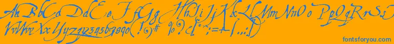 AquilineTwo Font – Blue Fonts on Orange Background