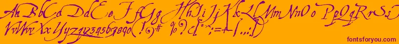 AquilineTwo-Schriftart – Violette Schriften auf orangefarbenem Hintergrund