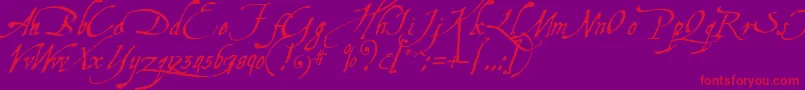 AquilineTwo-Schriftart – Rote Schriften auf violettem Hintergrund