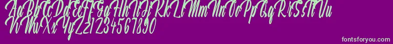 Aquilland Font – Green Fonts on Purple Background