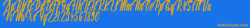 Aquilland Font – Orange Fonts on Blue Background