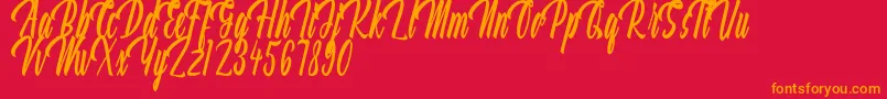 Aquilland Font – Orange Fonts on Red Background