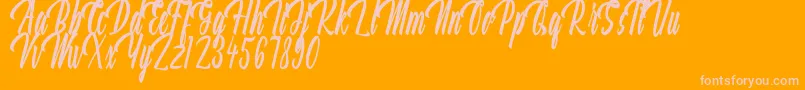 Aquilland Font – Pink Fonts on Orange Background