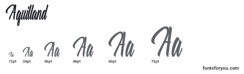 Размеры шрифта Aquilland
