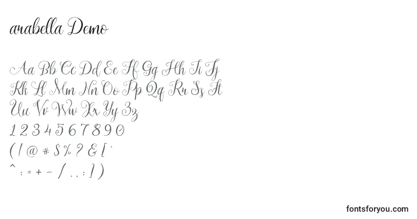 Schriftart Arabella Demo – Alphabet, Zahlen, spezielle Symbole