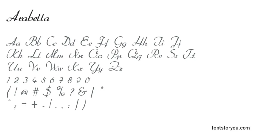Schriftart Arabella (119831) – Alphabet, Zahlen, spezielle Symbole