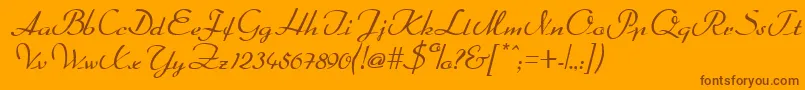 Arabella-Schriftart – Braune Schriften auf orangefarbenem Hintergrund