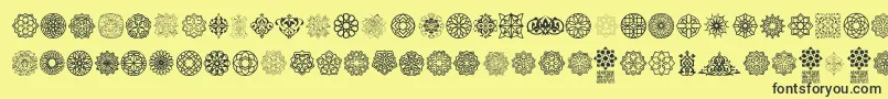 Arabesque Ornaments Font – Black Fonts on Yellow Background