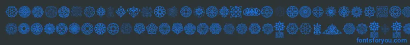 Arabesque Ornaments Font – Blue Fonts on Black Background