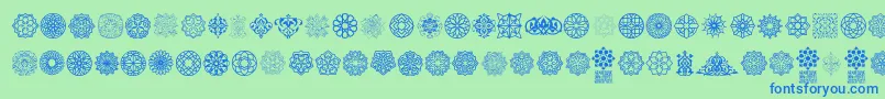 Fonte Arabesque Ornaments – fontes azuis em um fundo verde