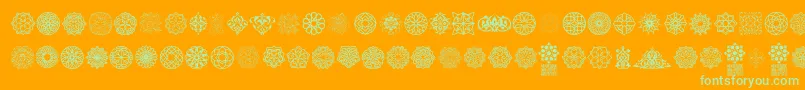 Czcionka Arabesque Ornaments – zielone czcionki na pomarańczowym tle