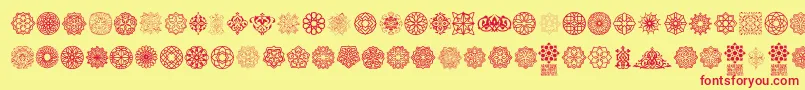 Arabesque Ornaments Font – Red Fonts on Yellow Background