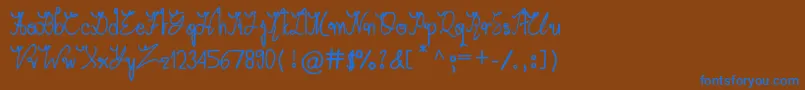 フォントArabicaVine – 茶色の背景に青い文字