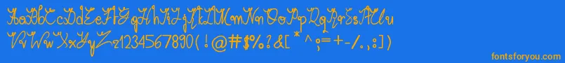 フォントArabicaVine – オレンジ色の文字が青い背景にあります。