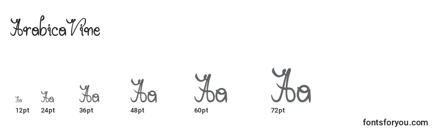 ArabicaVine Font Sizes