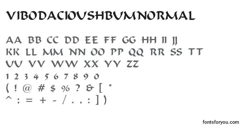 A fonte ViBodaciousHBumNormal – alfabeto, números, caracteres especiais