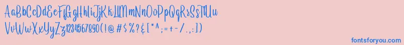 Arayara demo-Schriftart – Blaue Schriften auf rosa Hintergrund