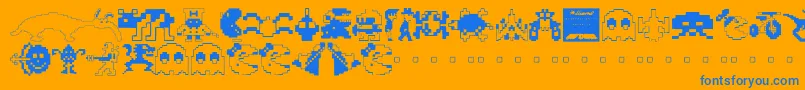 フォントARCADE   – オレンジの背景に青い文字