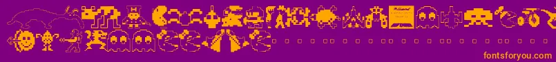 Fonte ARCADE   – fontes laranjas em um fundo violeta