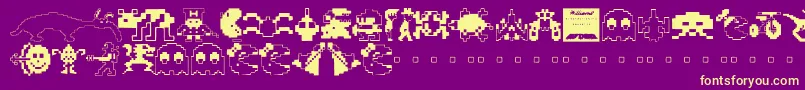 Fonte ARCADE   – fontes amarelas em um fundo roxo