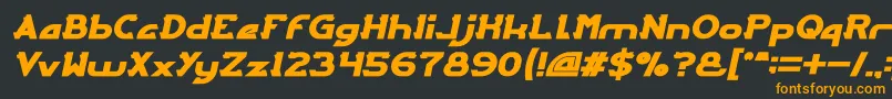 Lisätietoja ARCADE Bold Italic-fontista ARCADE Bold Italic-fontti – oranssit fontit mustalla taustalla