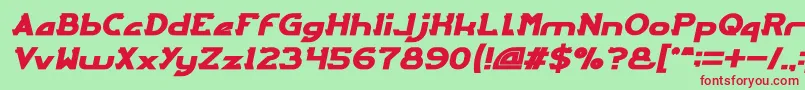 Fonte ARCADE Bold Italic – fontes vermelhas em um fundo verde