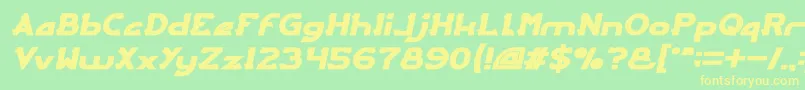 フォントARCADE Bold Italic – 黄色の文字が緑の背景にあります