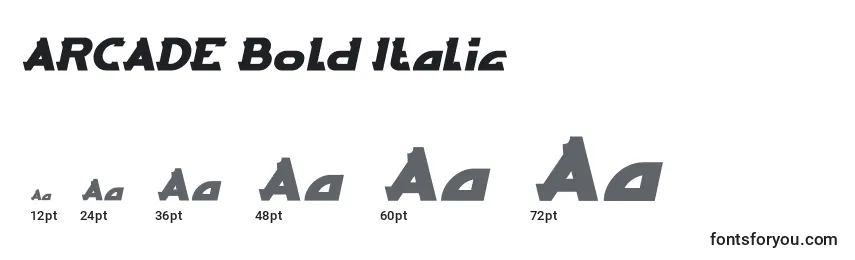 Размеры шрифта ARCADE Bold Italic