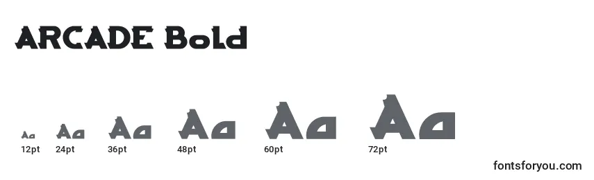 Размеры шрифта ARCADE Bold