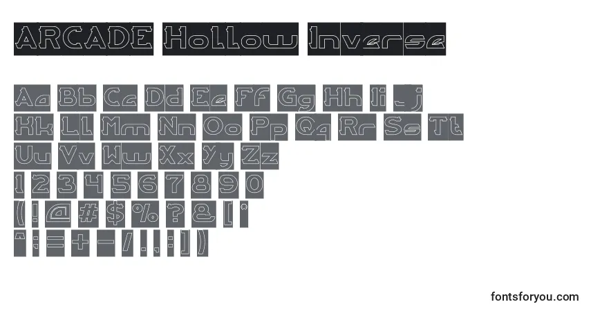 Шрифт ARCADE Hollow Inverse – алфавит, цифры, специальные символы