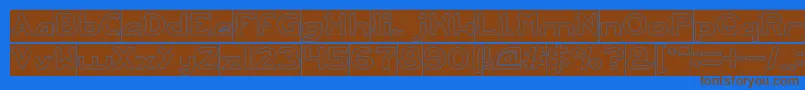 ARCADE Hollow Inverse-Schriftart – Braune Schriften auf blauem Hintergrund